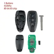 Car Smart Remote Key 3 Buttons Fit For Ford Focus C-Max Mondeo Kuga Fiesta B-Max 433MHZ Black