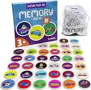 Cottify Wooden Memory Game for Toddlers 2-4 Years with Things That Go, Memory Matching Game, Toddler Matching Games Ages 2-4, Toddler Memory Game, Toddler Matching Game, Memory Card Game, 36 Cards