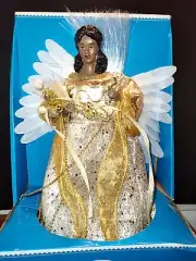 HOLIDAY TIME 12” ANGEL Christmas Tree Topper. LED FIBER OPTIC.