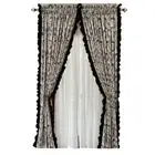 Custom Living room beige chenille thick jacquard cloth curtain tulle drape C1959