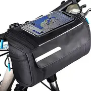 OBOVA Bike Handlebar Bag 4L, Waterproof & Phone Holder, 4-Layer Bike Pouch for Handlebars, Bicycle Front Bag, Bicycle Bag Front Handlebar, Road, Mountain