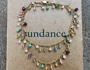 NEW $328 Sundance 16" 14k Gold GF Multi Gemstone Crystal Beaded Dangle Necklace