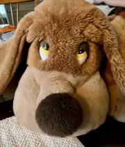 VINTAGE RUSS Beagle Dog Plush Stuffed Toy Sad Eyes Laying Floppy 18”length .