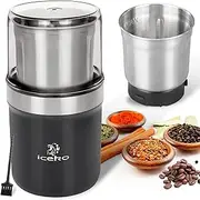 ICEKO Coffee Grinder Electric,Detachable Coffee Bean Grinder , 12 Cup/4.2oz Bean Capacity Coffee Grinder -Spice Mill Grinder -Stainless Steel-7.5"(Black)