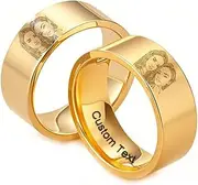 [4EAELove] Customize Her King His Queen Couples Rings Promise Ring Inside Can Engraved Band Rings Wedding Rings Titanium Stainless Steel 6mm 6-13#
