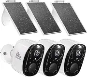 [Rraycom] 3pcs Solar Security Cameras Wireless Outdoor, 2K Battery Powered Home Security Cameras, 2.4/5G WiFi Camera with Solar Panel, Color Night Vision, AI Detection, 2 Way Call