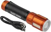 Klein Tools A-56412 500 Lumens USB-C Rechargeable LED Flashlight with Flood Light, Orange/Black