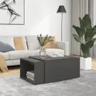NNEVL 3 Piece Nesting Coffee Table Set Grey 60x60x38 cm Chipboard