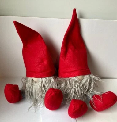 2 IKEA Vinterfint Santa Gnome 12" Felt Fabric Christmas Decor NEW - FREE SHIP
