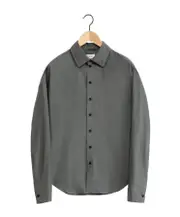 Lemaire Long-Sleeved Button-Up Shirt FR44 asphalt color