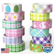 NIKOMIE Easter Washi Tape,12 Rolls Holiday Spring Plaid Decorative Tape Cute