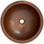 CPS06 15" Round Copper Bathroom Sink Mexican Hand Hammered Dual Mount Brown