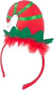 [Vaguelly] Christmas Hat Headband Green Headband Christmas Headband Christmas Headbands Role-playing Headbands Christmas Hair Accessories Xmas Headband Xmas Party Hairband Plastic Red