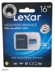 Lexar Micro SDHC Memory Card 95MB/s 633X UHSI Class 10 + SD Adap 16GB