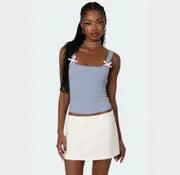 EDIKTED Womens Lola Ribbed Tank Top LIGHT-BLUE
