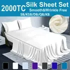 2022 Silk Satin Bed Sheet Set Single/Double/Queen/King Flat Fitted Pillowcase AU