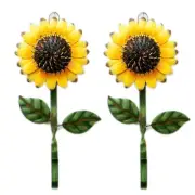 Metal Sunflower Key Holder Creative Rustic Wall Mounted Key Hook Set of 2