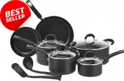 12-Piece Hard Anodized Non-Stick Cookware Set, Black, Pots & Pans