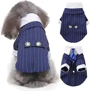 QBLEEV Dog Black Suit Costume, Pet Halloween Costume with Bow Tie, Formal Boston Tuxedo Shirt, Cat Dark Bride Costume Prince Wedding Clothes for Small Medium Large Puppy Dogs