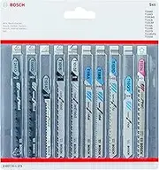 Bosch Professional 2607011171 10-Piece Set Jigsaw Blades Set (for Wood and Metal, Accessories for Jigsaw with T-Shank mounting), 0.8 cm*16.7 cm*15.7 cm