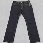 NEW Buffalo David Bitton Jeans Men's 36x32 Dark Blue Denim Straight Six Stretch