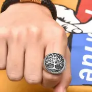 Tree Of Life Ring Yggdrasil Ring Yew Tree Ring Stainless Steel Mens