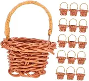 TINEASUR 16pcs Rattan Shopping Basket Small Basket with Handle Storage Basket Small Baskets Basket with Handles Baskets with Handles Woven Basket Flower Girl Baskets Mini Baskets for Crafts