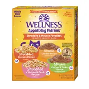 Wellness Appetizing Entrees Shredded & Mousse Favourites Poultry Wet Cat Food Pouch Variety Pack 40g-8PK