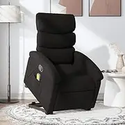 Stand Up Power Lift Recliner Chair for Elderly, Black Fabric Massage Sofa with Remote, Living Room Furniture