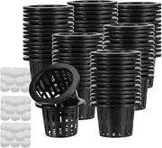 Net Pots - Net Cup Pots for Hydroponic | Heavy Duty Hydroponic Baskets | Aquatic Plant Mesh Net Pots | Garden Slotted Baskets for Nursery | Hydroponic Cups Sponges Attached Gardening Supplies