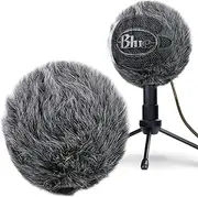 YOUSHARES Furry Windscreen Muff - Customized Pop Filter for Microphone, Deadcat Windshield Wind Cover for Improve Blue Snowball iCE Mic Audio Quality (Grey)