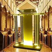 Podium Stand Portable Church Pulpit, Acrylic Podium Lecterns & Podiums Pulpits for Churches, Table Top Rolling Podium On Wheels, Mobile Office Desk with Edge Stopper for Weddings, Classroom