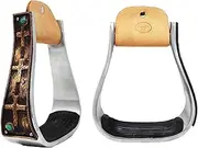 CHALLENGER Horse Western 5" Wide Barrel Racer Aluminum Copper Cross Engraved Show Stirrups 51233