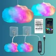 [Lichaser] RGB Cloud Led Lights With 2.4G Remote and Bluetooth APP - Color Changing Rainbow, Lightning Effects - Cool LED Lights for Wall, Room, Home, Bedroom Decor (2 Pack)