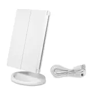Tri-Fold Lighted Vanity Mirror with 22 LED Lights 3X/2X/10X Magnification Make Up Mirror-White