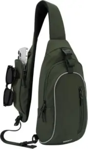 Body bag, one shoulder, small, interchangeable shoulder strap, 2way, army green