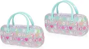 [SAFIGLE] 2pcs Children's Creative Portable Glasses Case with Handle Portable Pressure Resistant Eyeglasses Container Chic Glasses Case Cartoon Pattern Glasses Holder Durable Spectacle Case