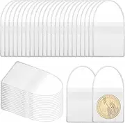 50Pcs Coin Sleeves, PVC Waterproof Soft Coin Holders for Collectors, Individual Clear Protectors for Coins Collection Supplies Jewelry and Small Items Storage (Square, 2 x 2 Inch)