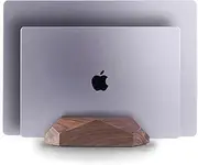 Nuvograin Dual Laptop Holder Vertical Laptop Stand, 2 Slots MacBook Stand Wood,Wooden Laptop Stand,Vertical Laptop Holder for Desk, Widen Dock Fits All MacBook/Surface pro