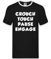 Crouch Touch Pause Engage - Mens Ringer - Rugby League Union Sports