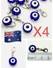 4pcs Small Lucky Turkish Evil Eye Nazar Hamsa Kabbalah Personal Key Purse Charm