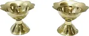 Brass Jyot Diya with Stand devdas Golden Diya Jyot Deepak Pooja Dia Brass Diwali Puja Diwali Diya/Deepawali Deepak Oil Lamps/Christmas Decoration Unique Design Gift Items Pack of 2 with phouch