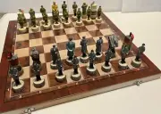 USA VS GERMANY WW2 HANDCRAFTED CHESS SET ( NO BOARD )