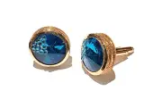 Imani Shirt Cufflinks Rose Gold Faceted Turquoise Prism