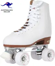 Women'S Premium Leather Lined Rink Roller Skate - Classic White Quad Skates