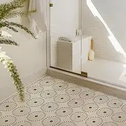Alwayspon 10Pcs Peel and Stick Tile Transfer Stickers, Greeen Floral Tile Decal Self-Adhesive Vinyl Backsplash Stick on Wall Tiles for Kitchen Bathroom Home Decor DIY, 20cm/8inch
