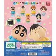 Bandai Collechara Crayon Shin-chan 3 Bo Misae Yasuo Ume Masao Midori Figure Set