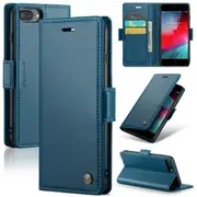 CaseMe iPhone 7+ 8+ Plus Folio Wallet Case Cover Apple Side Closure [Blue]