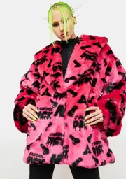 [Namilia] J'adore Dick Monogram Faux Fur Long Jacket