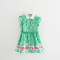 在飛比找ETMall東森購物網優惠-綠色蝴蝶結腰帶修身公主風童裝